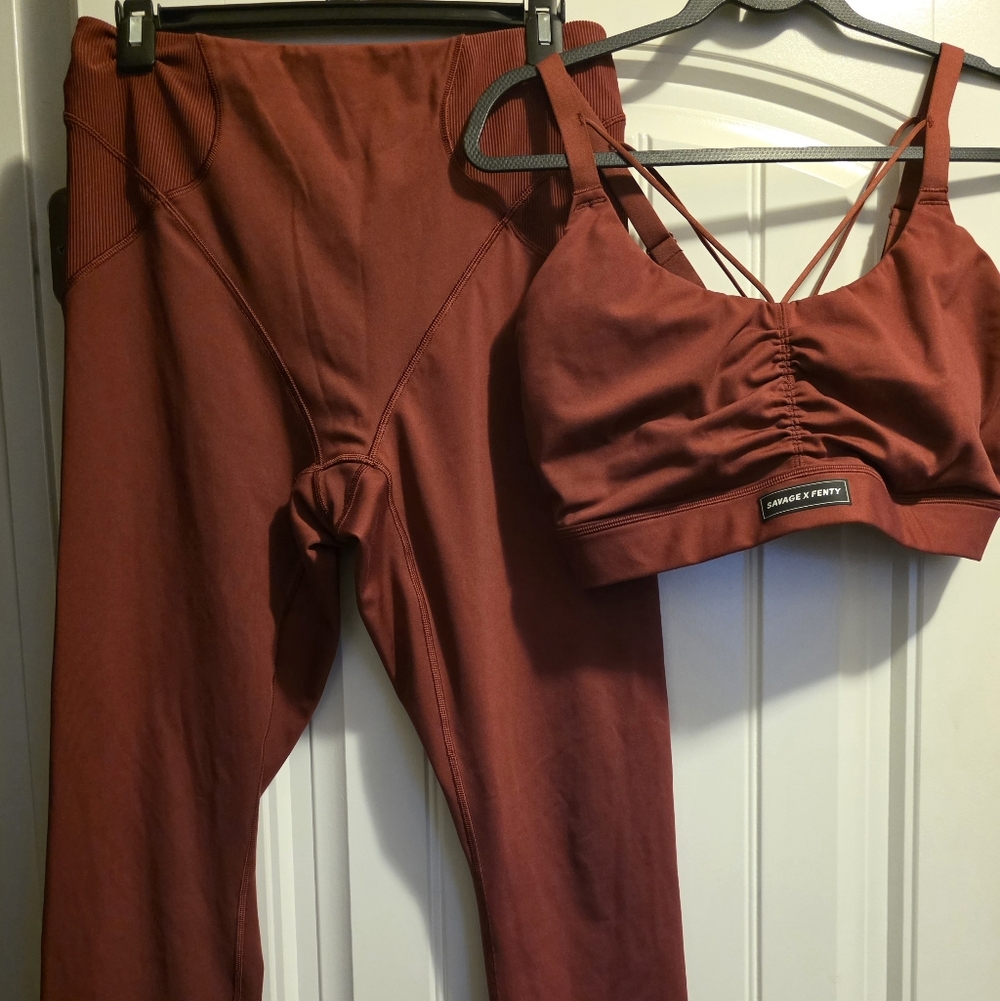 Savage X Fenty Burgundy Activewear Set